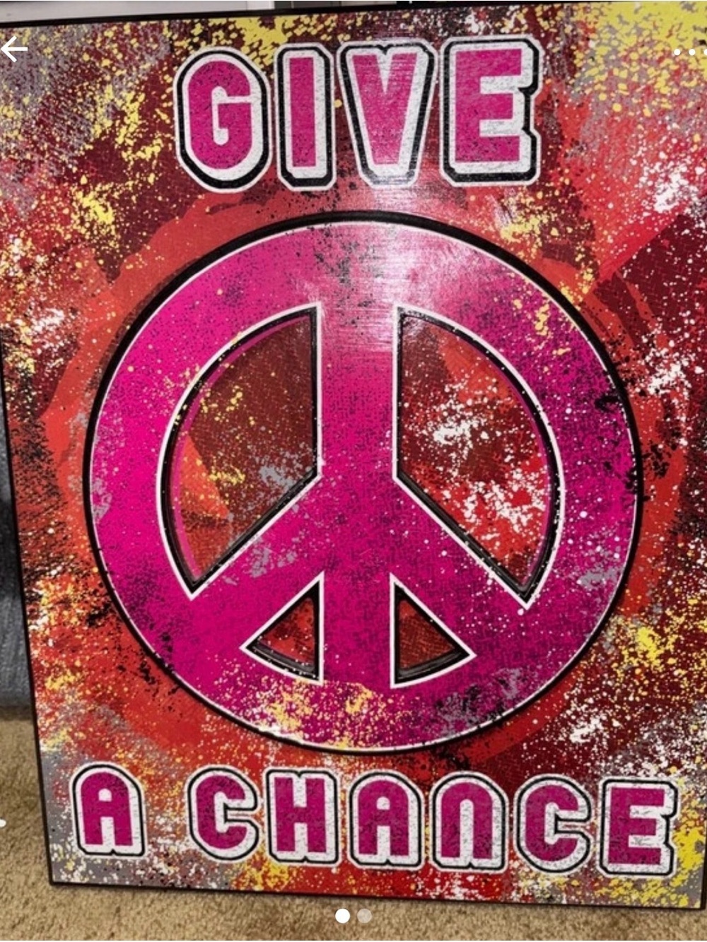 Give A Chance Pink Peace Sign Wall Art